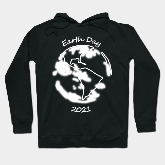 White Planet Earth Day 2021 Monochrome Hoodie by ellenhenryart